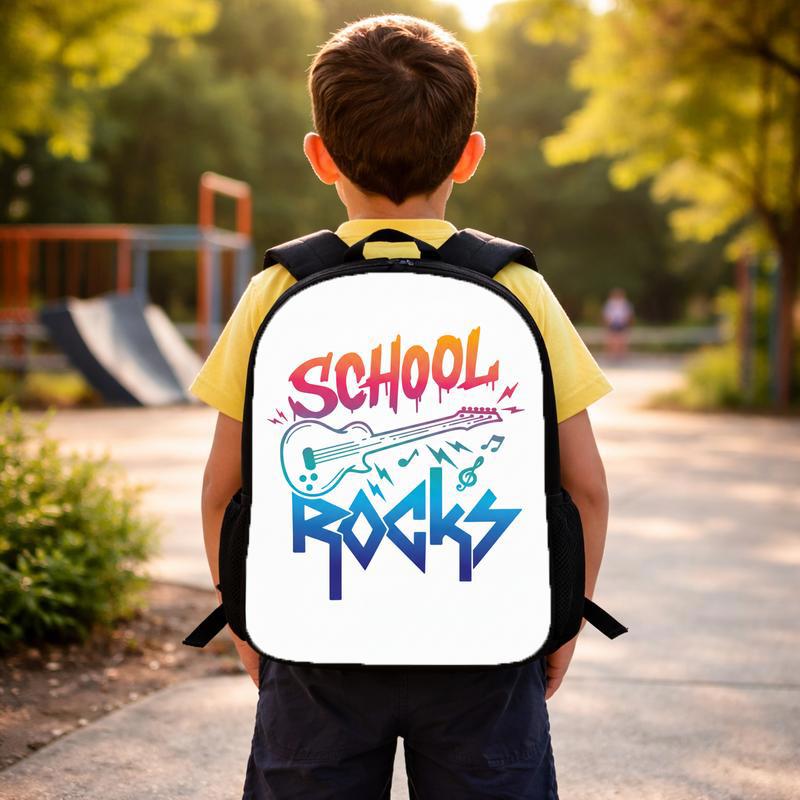School Rocks Backpack - Guitar Design For Cool Students Custom Backpack School Rocks Backpack - Guitar Design For Cool Students Custom Backpack