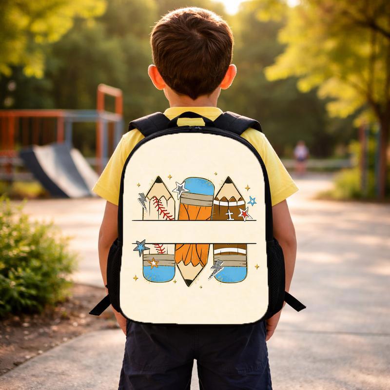 School Sports Backpack - Back To School Basketball Pencil Theme Custom Backpack School Sports Backpack - Back To School Basketball Pencil Theme Custom Backpack