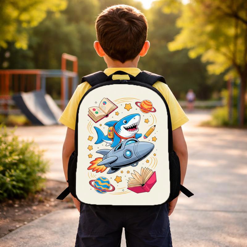 Shark Rocket Backpack Kids - Back To School Fun Design Custom Backpack