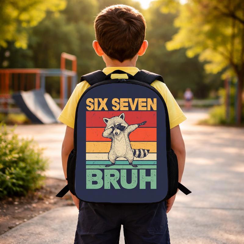 Six Seven Bruh Racoon Backpack - Funny Back To School Boys Custom Backpack Six Seven Bruh Racoon Backpack - Funny Back To School Boys Custom Backpack