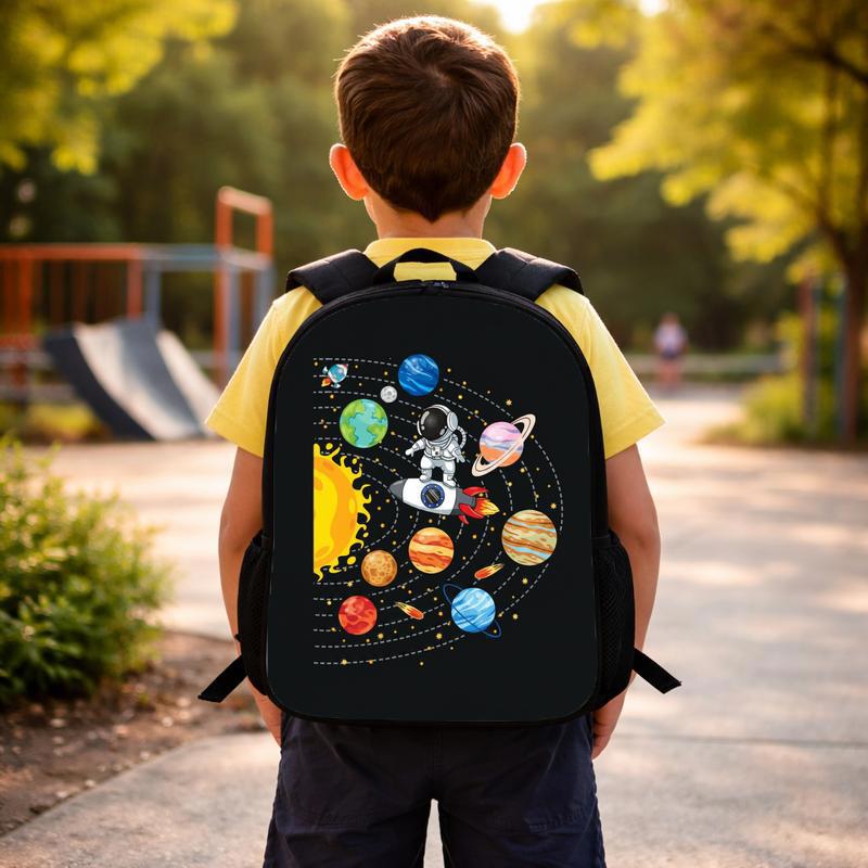 Space School Backpack Kids - Astronaut Solar System Planets Custom Backpack