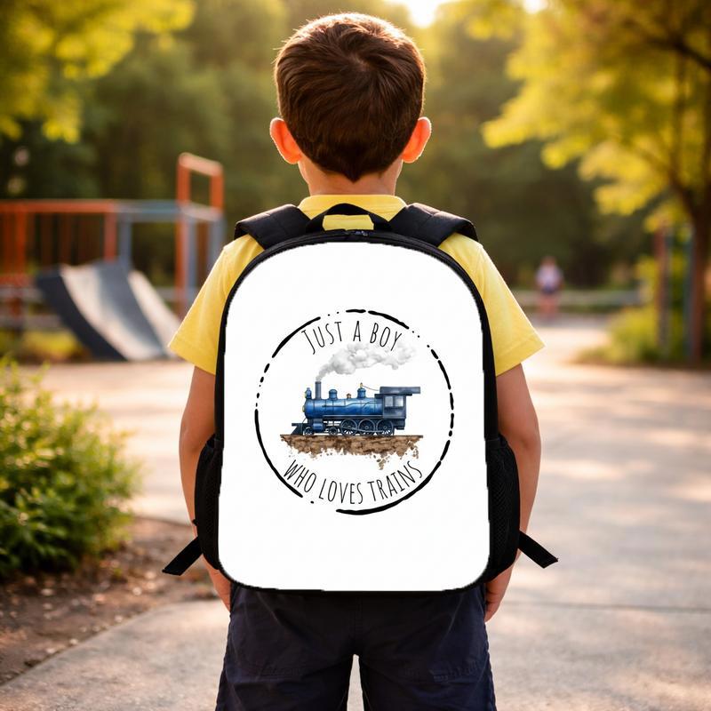 Train Lover Kids Backpack - Just A Boy Who Loves Trains Custom Backpack Train Lover Kids Backpack - Just A Boy Who Loves Trains Custom Backpack