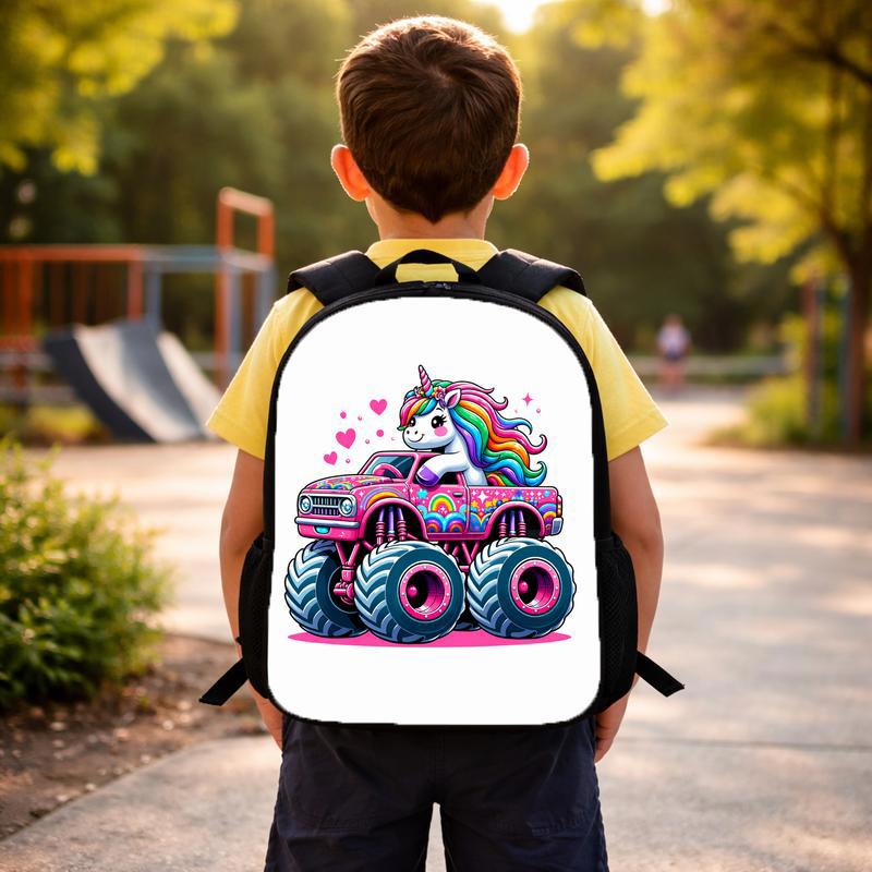 Unicorn Monster Truck Backpack - Cute Girls Back To School Custom Backpack Unicorn Monster Truck Backpack - Cute Girls Back To School Custom Backpack