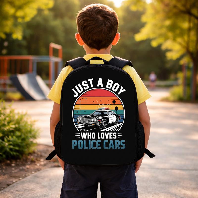 Vintage Police Backpack For Boys - Kids Back To School Car Lover Custom Backpack Vintage Police Backpack For Boys - Kids Back To School Car Lover Custom Backpack