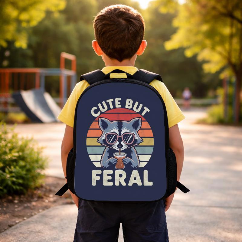 Vintage Raccoon Backpack - Back To School Cute But Feral Custom Backpack Vintage Raccoon Backpack - Back To School Cute But Feral Custom Backpack