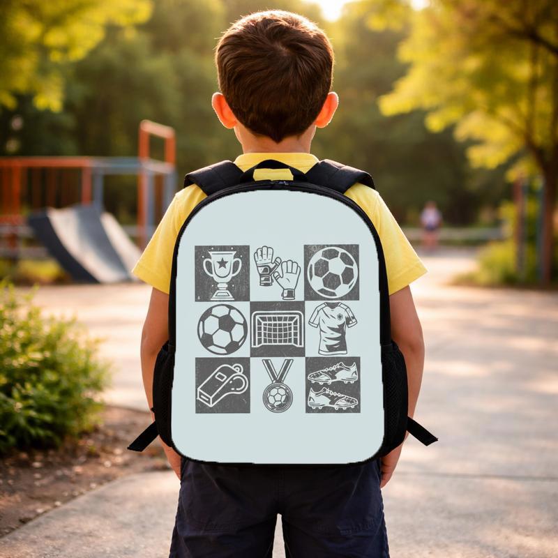 Vintage Soccer Pattern Backpack - Sports Kids School Style Custom Backpack