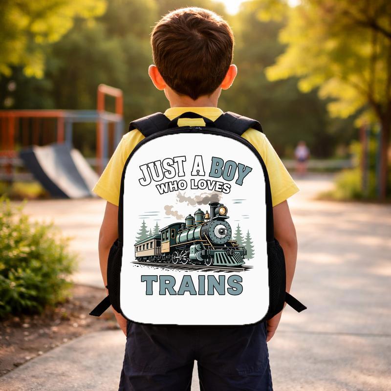 Vintage Train Kids Backpack - Boy Who Loves Trains Gift Custom Backpack