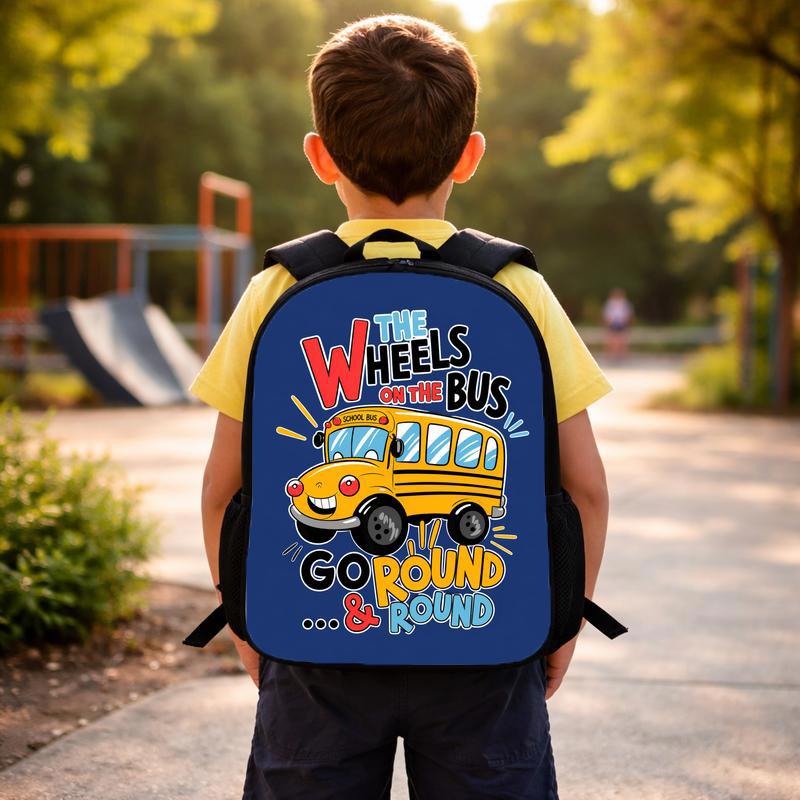 Wheels On The Bus Backpack - Fun Back To School Kids Custom Backpack Wheels On The Bus Backpack - Fun Back To School Kids Custom Backpack