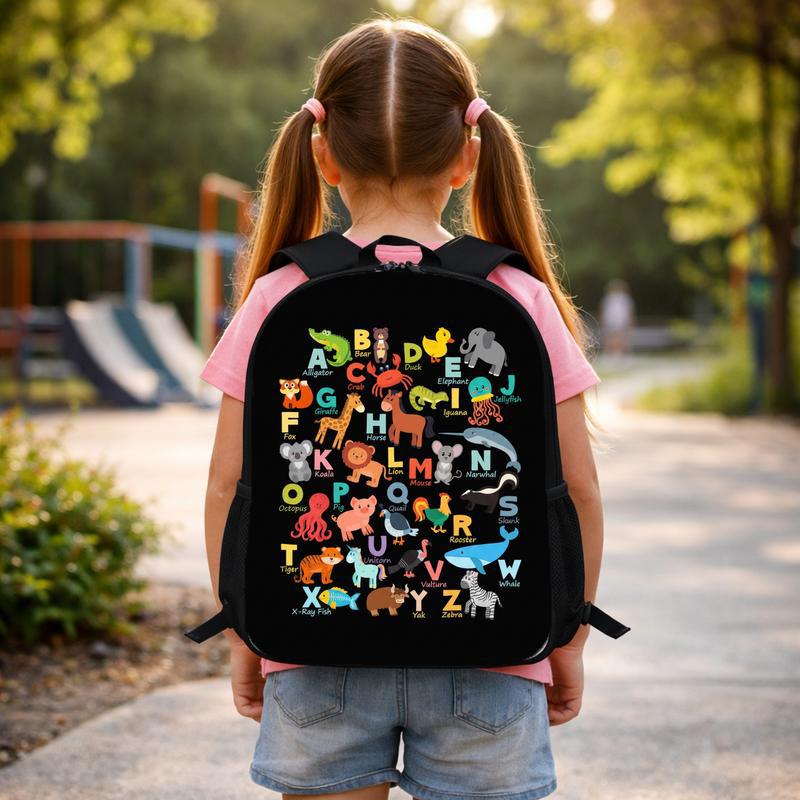 Back To School Backpack - Cute Alphabet Animals Kindergarten Custom Backpack Back To School Backpack - Cute Alphabet Animals Kindergarten Custom Backpack