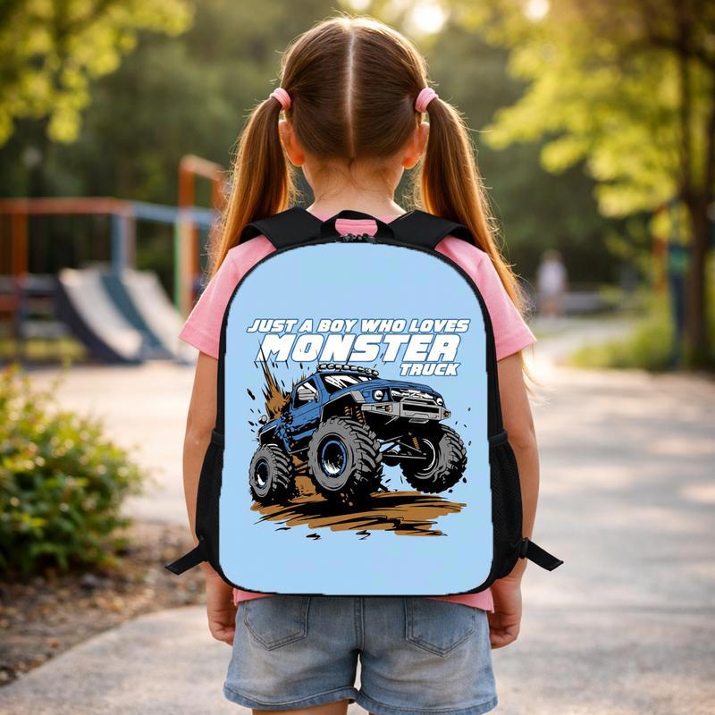 Back To School Backpack For Boys - Just A Boy Who Loves Monster Truck Custom Backpack