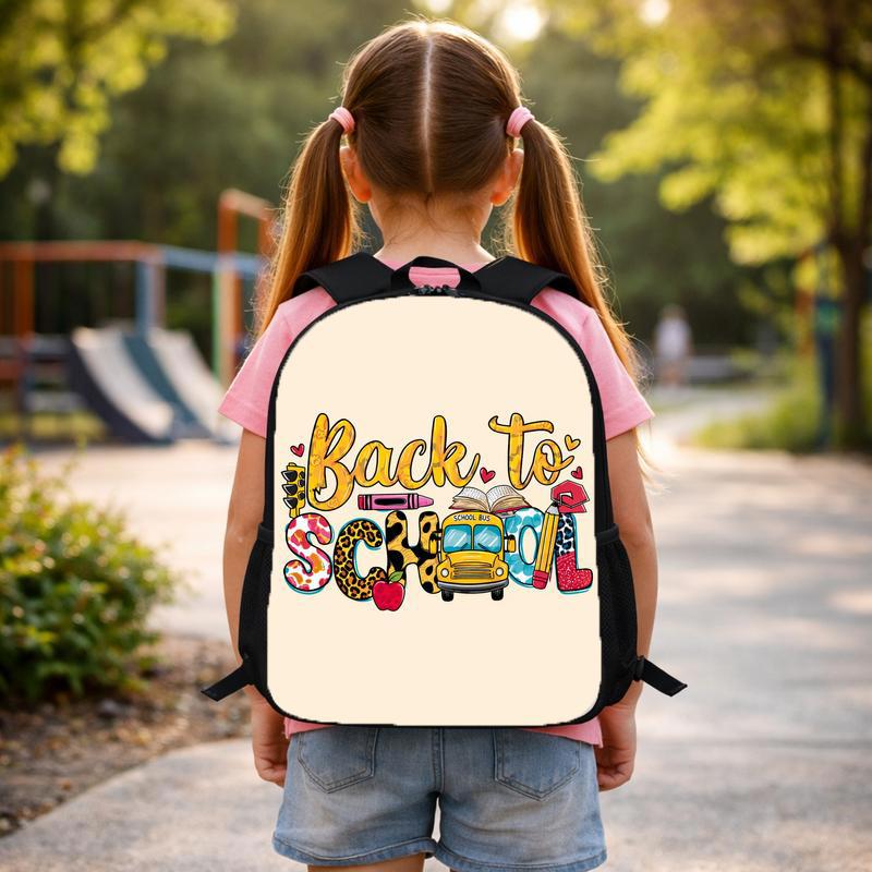 Back To School Kids Backpack - Cute Bus & School Icons Custom Backpack