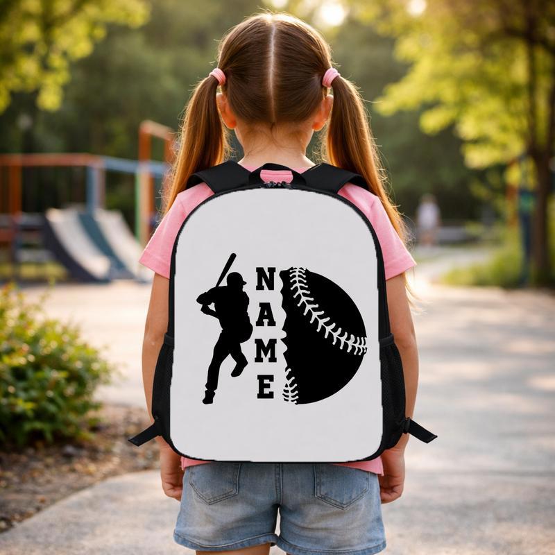 Baseball Silhouette Backpack - Custom Name Kids Bag Custom Backpack