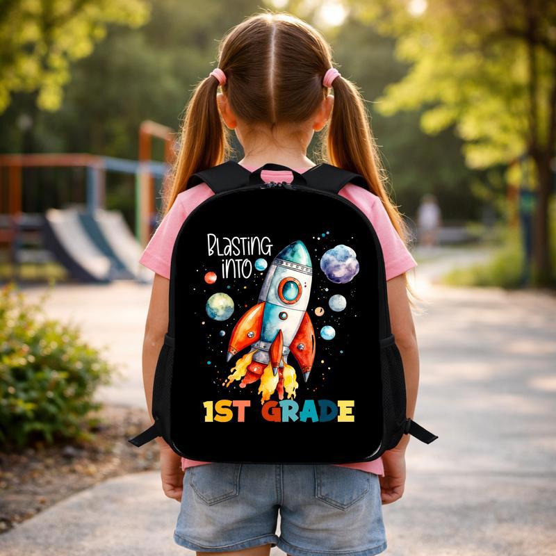 Blasting Into First Grade Kids Rocket Backpack - Back To School Space Theme Custom Backpack