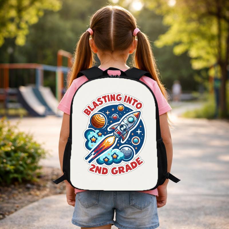 Blasting Into 2nd Grade Rocket Backpack - Kids Back To School Fun Custom Backpack Blasting Into 2nd Grade Rocket Backpack - Kids Back To School Fun Custom Backpack