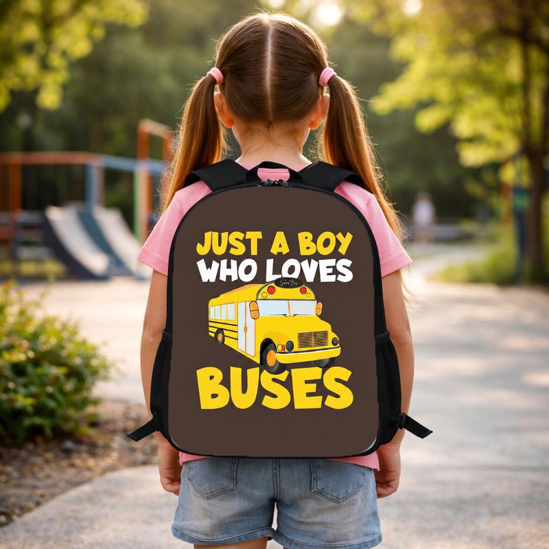 Boy Who Loves Buses Backpack - Fun Kids Back To School Custom Backpack