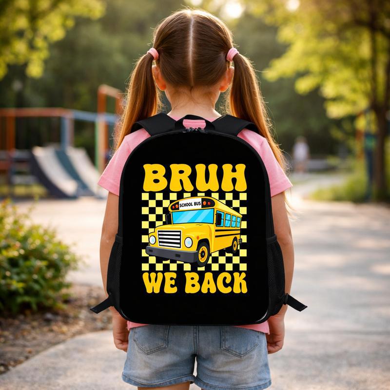 Bruh We Back School Bus Backpack - Funny Back To School Kids Custom Backpack