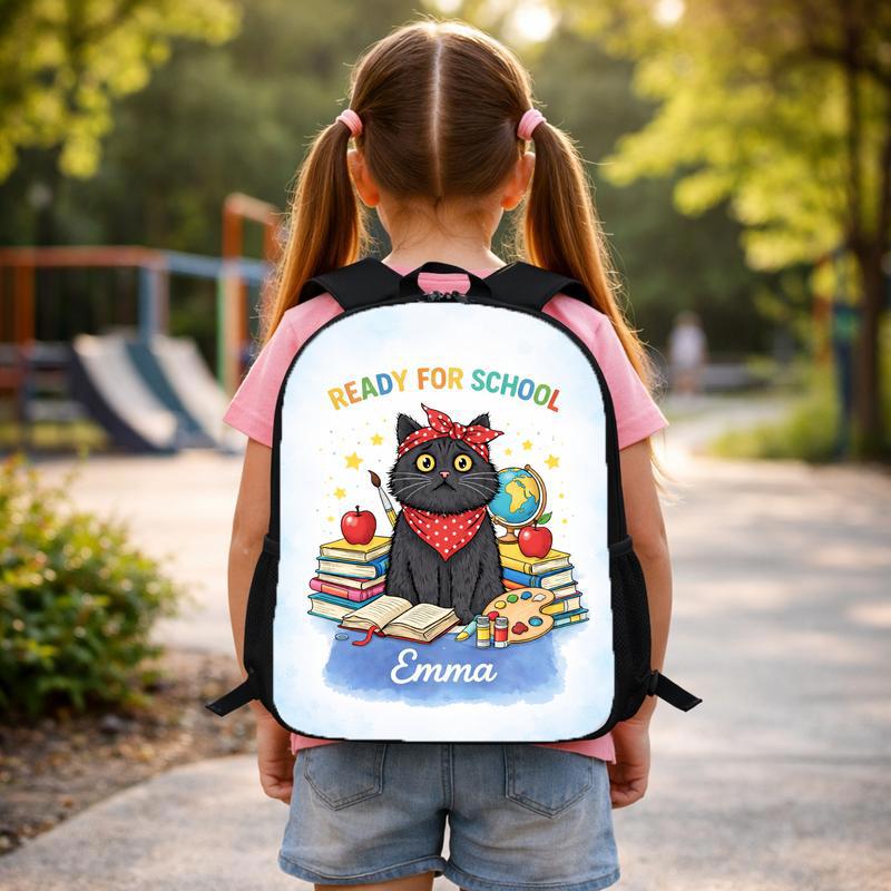 Cat Ready For School Custom Backpack