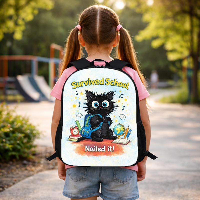 Cat Survived School Custom Backpack