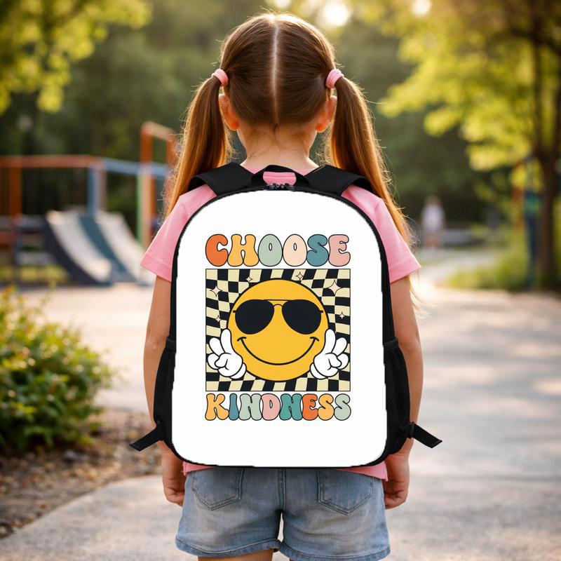 Choose Kindness Smiley Backpack - Positive Kids School Bag Custom Backpack Choose Kindness Smiley Backpack - Positive Kids School Bag Custom Backpack