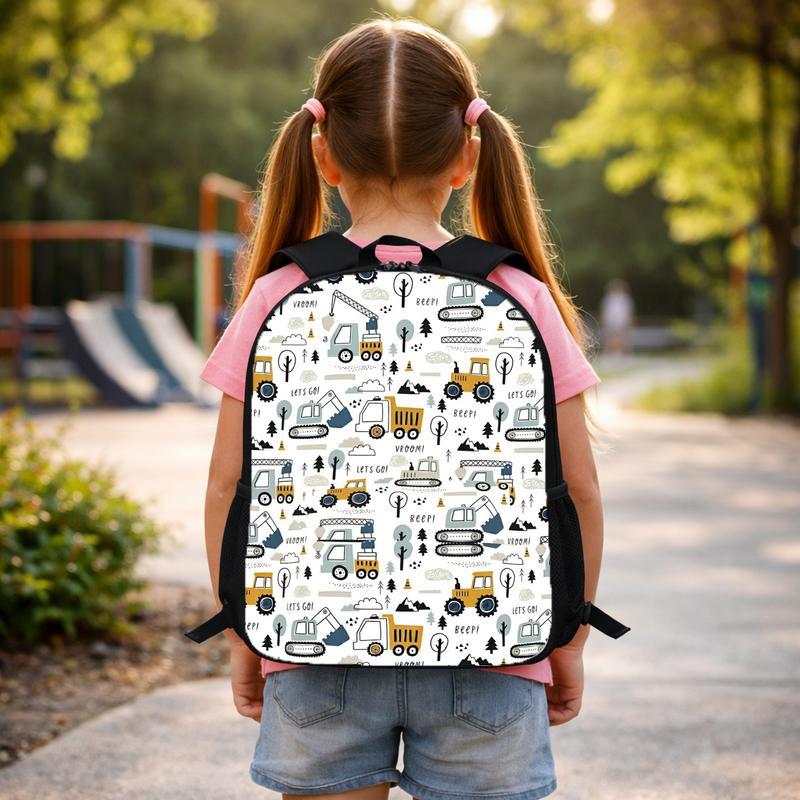 Construction Vehicles Backpack For Kids - Pattern Back To School Style Custom Backpack