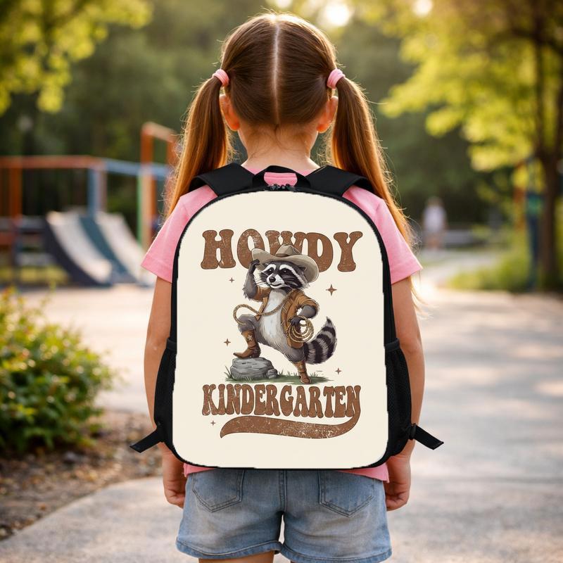 Cowboy Raccoon Backpack Kids - Howdy Kindergarten Back To School Custom Backpack Cowboy Raccoon Backpack Kids - Howdy Kindergarten Back To School Custom Backpack