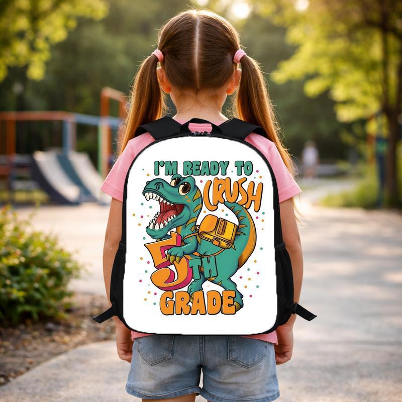 Crush 5th Grade Dino Custom Backpack - Back To School Kids Custom Backpack