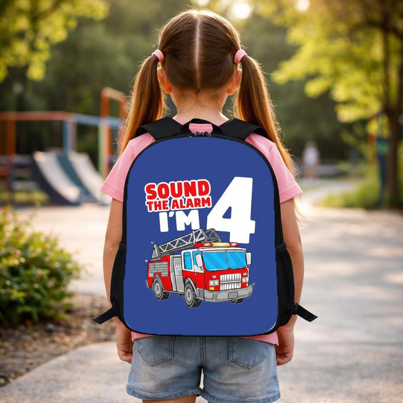 Custom Age Fire Truck Backpack - Funny Back To School Kids Custom Backpack