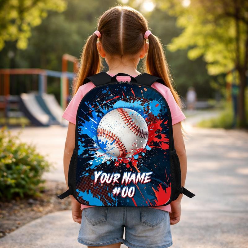 Custom Baseball Backpack - Name Number Paint Splash Design Custom Backpack Custom Baseball Backpack - Name Number Paint Splash Design Custom Backpack