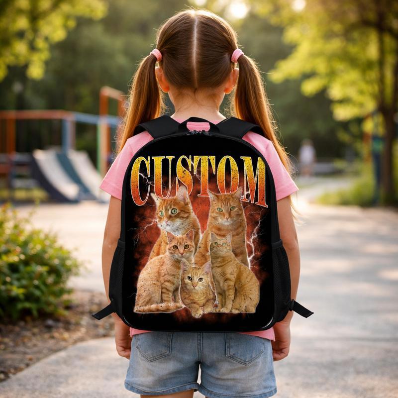 Custom Cat Photo Bootleg Shirt, Vintage Style Graphic Tee, Personalized Pet Gift Custom Backpack Custom Cat Photo Bootleg Shirt, Vintage Style Graphic Tee, Personalized Pet Gift Custom Backpack