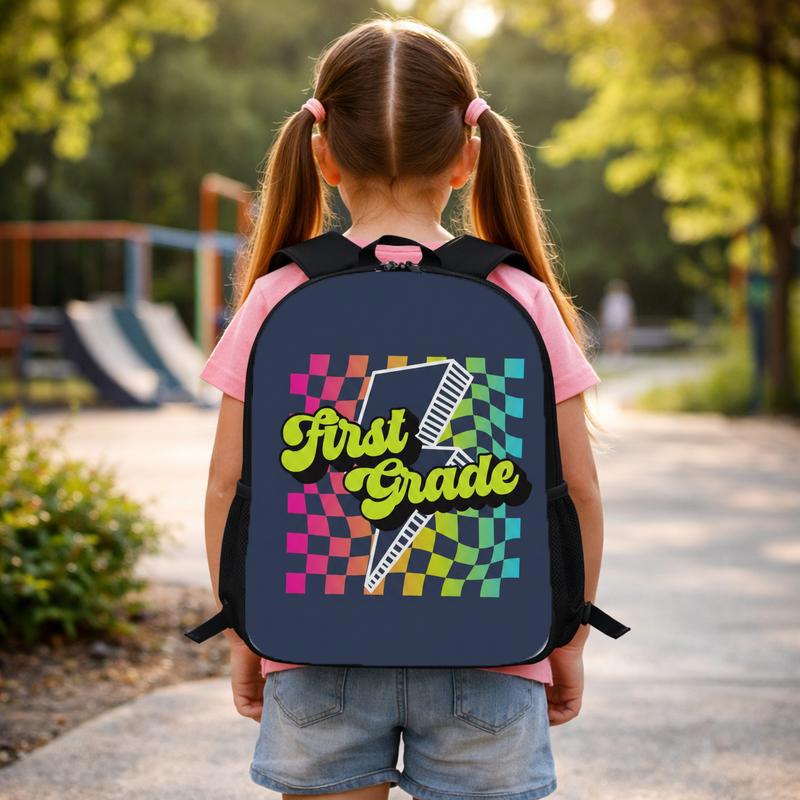 Custom Grade Retro Rainbow Checkerboard - Trendy School Backpack Custom Backpack Custom Grade Retro Rainbow Checkerboard - Trendy School Backpack Custom Backpack