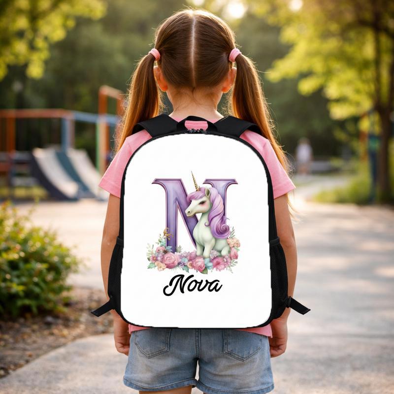 Custom Initial Unicorn Backpack With Name Kids School Bag Custom Backpack Custom Initial Unicorn Backpack With Name Kids School Bag Custom Backpack