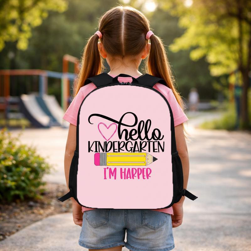 Custom Kids Backpack - First Day Kindergarten With Name Custom Backpack Custom Kids Backpack - First Day Kindergarten With Name Custom Backpack