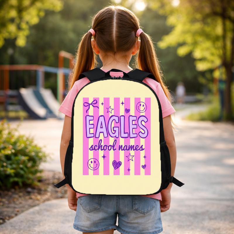 Custom Mascot Striped Backpack - Middle School Spirit Trendy Look Custom Backpack