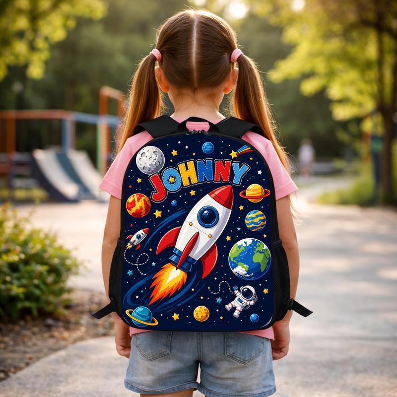 Custom Name Backpack Kids - Rocket Back To School Custom Backpack