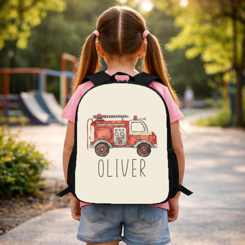 Custom Name Fire Truck Backpack - Kids Back To School Gift Custom Backpack Custom Name Fire Truck Backpack - Kids Back To School Gift Custom Backpack