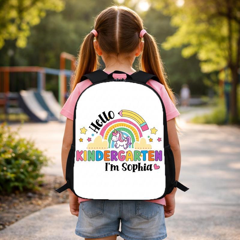Custom Name Kindergarten Backpack Cute Rainbow Unicorn Custom Backpack