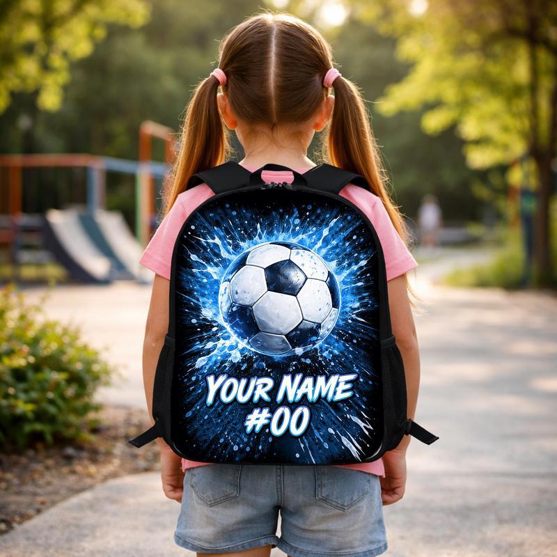 Custom Name Soccer Backpack - Blue Splash With Number Design Custom Backpack Custom Name Soccer Backpack - Blue Splash With Number Design Custom Backpack