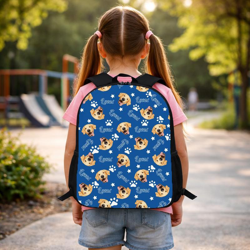 Custom Pet Photo Backpack_ Personalized Dog_Cat Face Gift Set, Back To School Gift Custom Backpack