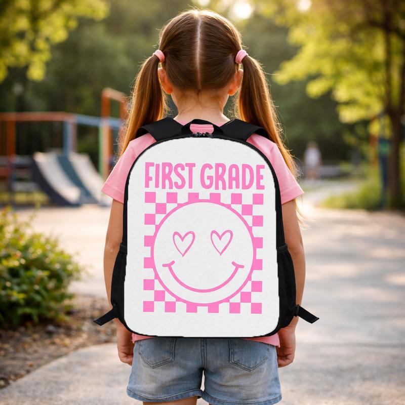Cute Backpack For Students - Pink Smiley Back To School Custom Backpack