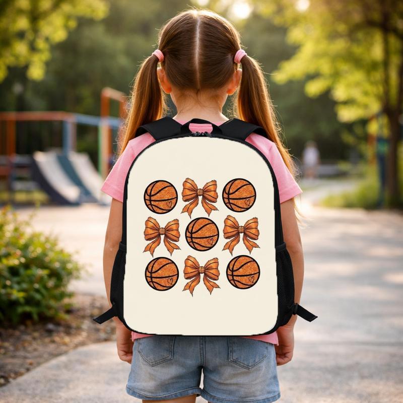 Cute Basketball Pattern Backpack - Back To School Bow Design Custom Backpack Cute Basketball Pattern Backpack - Back To School Bow Design Custom Backpack