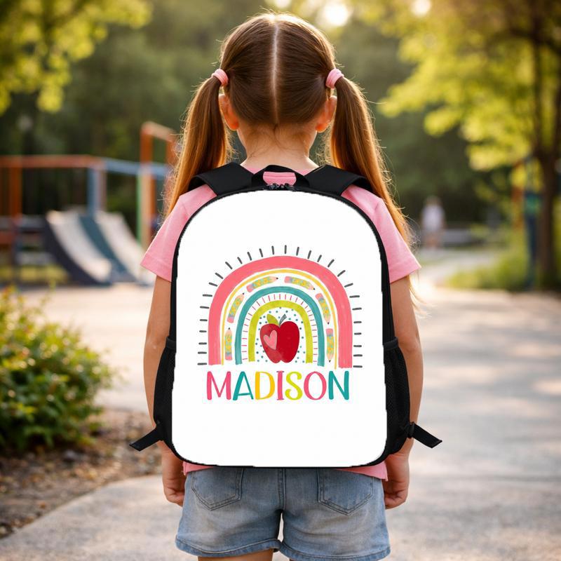 Cute Kindergarten Backpack - Colorful Rainbow Custom Name Design Custom Backpack