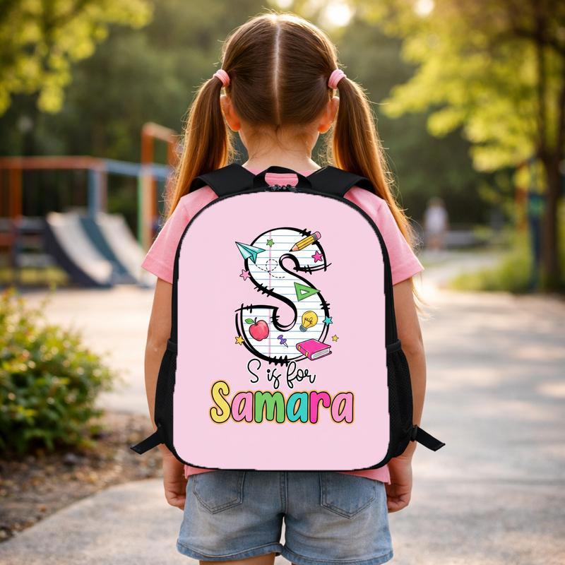 Cute Kindergarten Backpack For Girls - Custom Initial Name Design Custom Backpack Cute Kindergarten Backpack For Girls - Custom Initial Name Design Custom Backpack