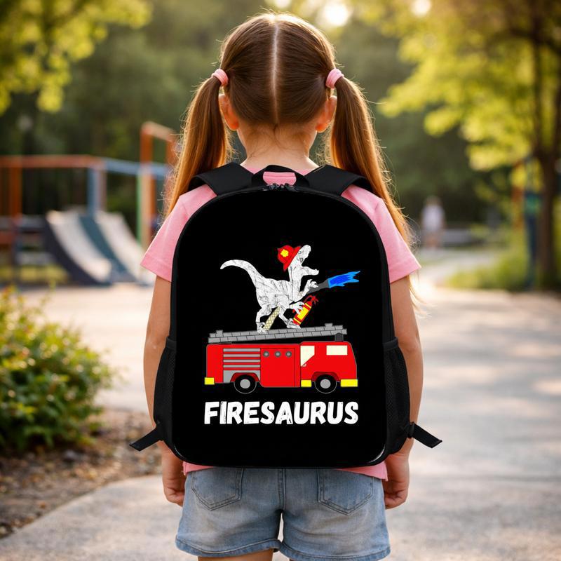 Dinosaur Fire Truck Backpack - Firesaurus Kids Back To School Custom Backpack Dinosaur Fire Truck Backpack - Firesaurus Kids Back To School Custom Backpack