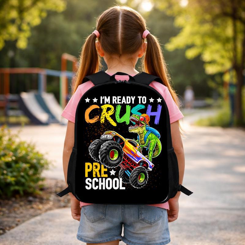 Dinosaur Monster Truck Backpack For Kids - Back To School Fun Custom Backpack Dinosaur Monster Truck Backpack For Kids - Back To School Fun Custom Backpack
