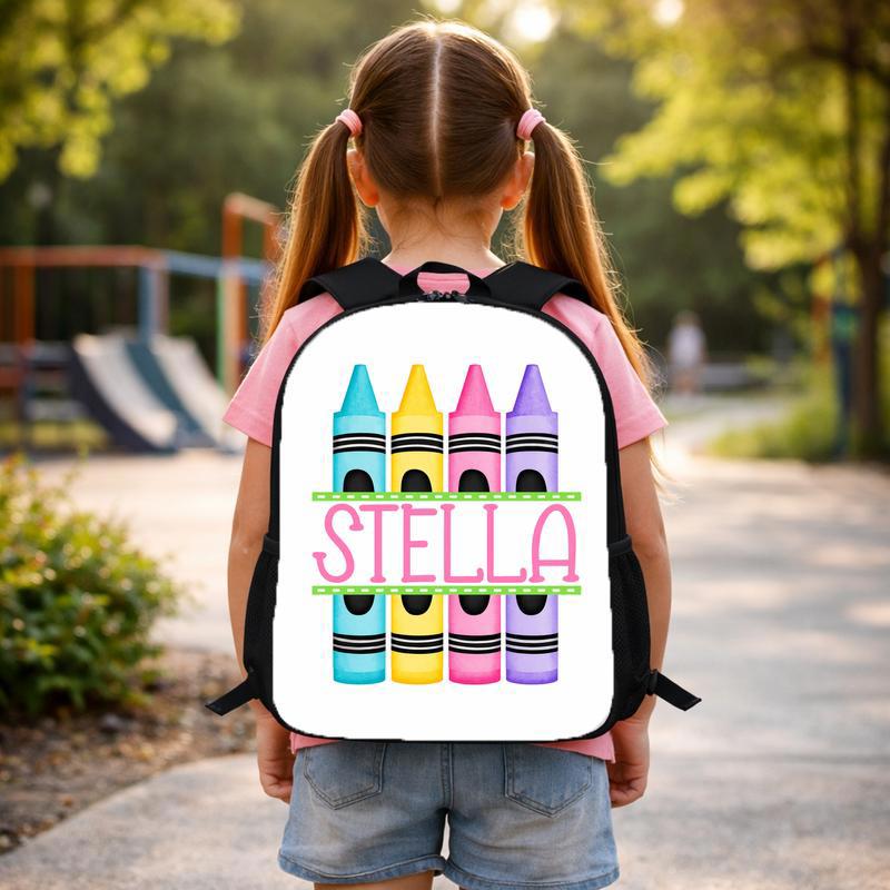 Elementary School Backpack - Custom Name Crayon Style Custom Backpack Elementary School Backpack - Custom Name Crayon Style Custom Backpack