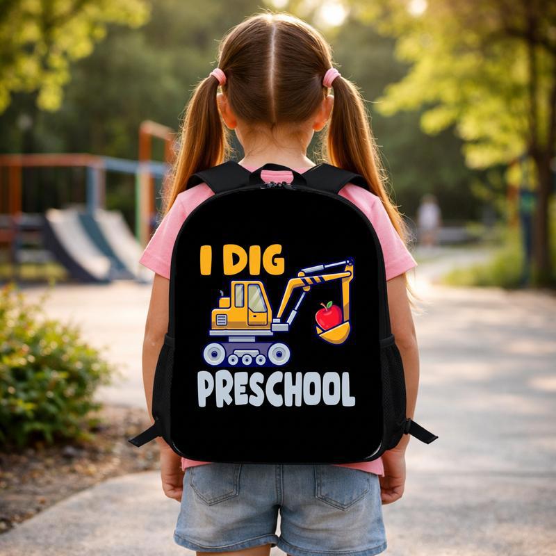 Excavator Kids Backpack - I Dig Preschool Back To School Custom Backpack Excavator Kids Backpack - I Dig Preschool Back To School Custom Backpack