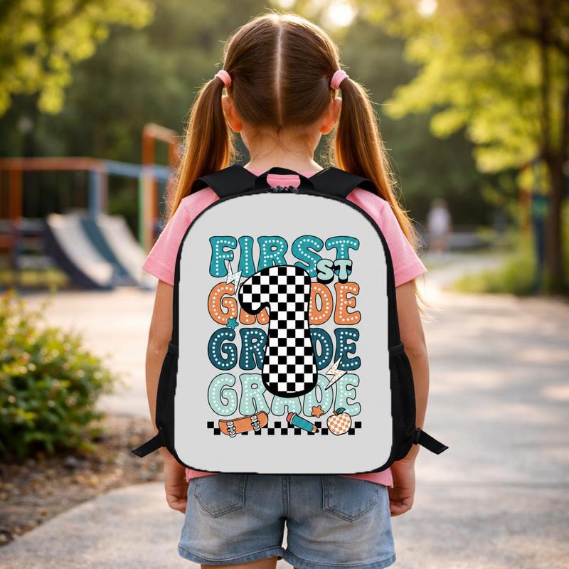 First Grade Backpack - Elementary School Checker Sport Style Custom Backpack