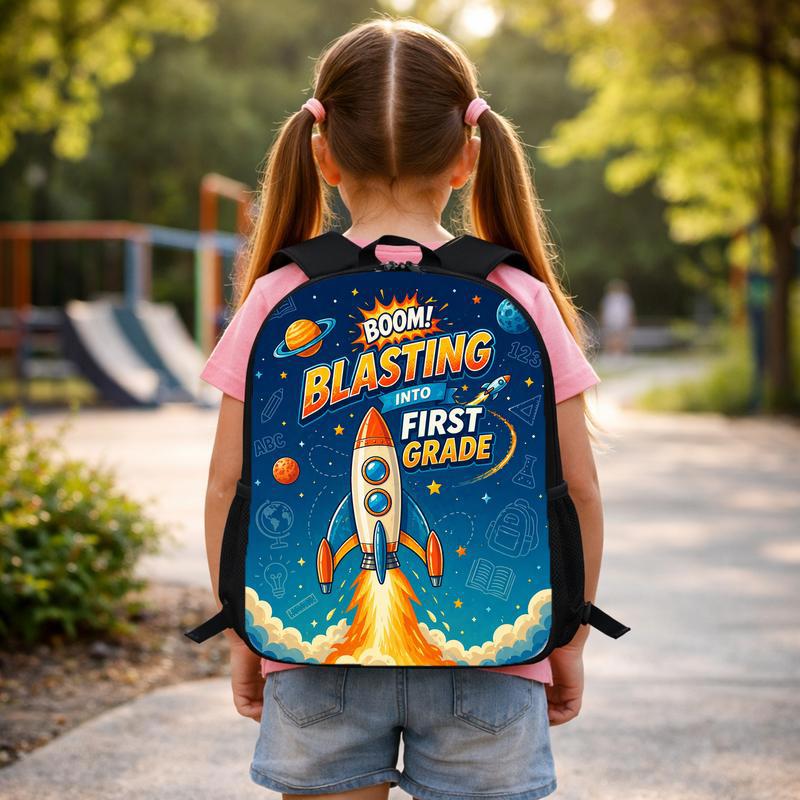 First Grade Rocket Backpack Kids - Blasting Into First Grade Custom Backpack