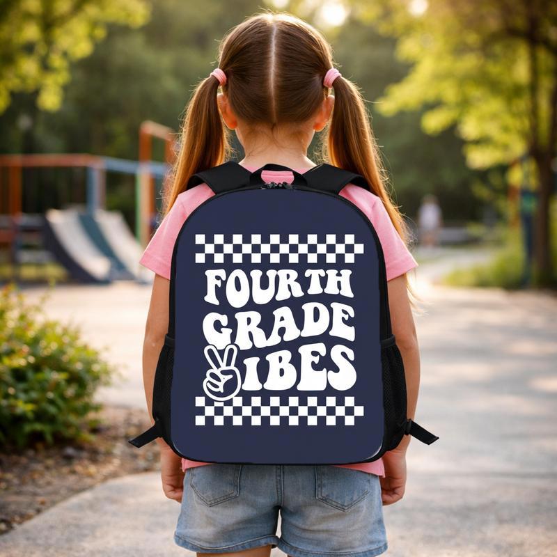 Fourth Grade Vibes Checkerboard Backpack - Cool Kids School Style Custom Backpack