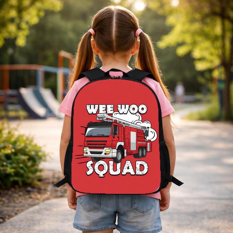 Fun Fire Truck School Backpack For Kids - Wee Woo Squad Custom Backpack
